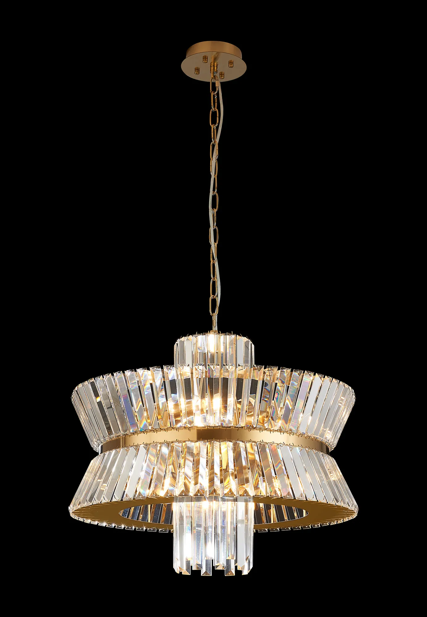 Vienna Brass Crystal Ceiling Lights Diyas Ringed & Square Crystal Fittings